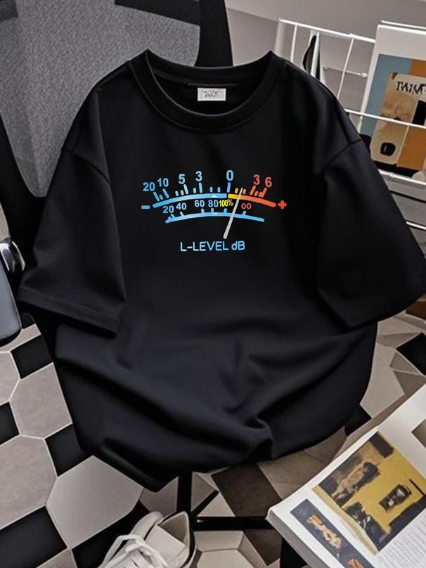 VU Meter Sound Engineer Analog Electronic Funny Retro Men's Short Sleeve T-Shirt Versatile Streetwear Fashion Graphic Stretched Unisex Breathable_viptrois.com