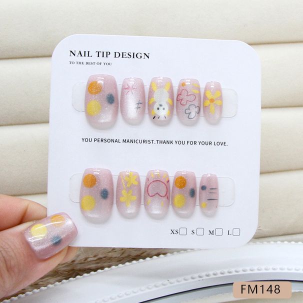 Beauty & Health Hand Made Wearable Nails Hand Painted Lines Star Heart Cartoon Flowers Red Panda Eyes Wearable Nails Code_viptrois.com