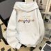 Cartoon Hooded Fleece Long Sleeved Sweatshirt With Trendy Temperament, Fashionable And Versatile Loose Top_viptrois.com