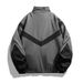 Trendy Brand Embedded Line Reflective Splicing Stand Up Collar Zipper Spring Autumn Season, Loose Sports And Casual_viptrois.com