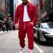 Men's Heavyweight Velvet Sweatpants And Jacket Set Warm Outdoor Workwear Two-Piece Suit For Winter_viptrois.com