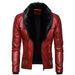 "Men's PU Leather Jacket With Faux Fur Collar – Slim Fit Zip-Up Biker Style Coat For Casual & Streetwear"_viptrois.com