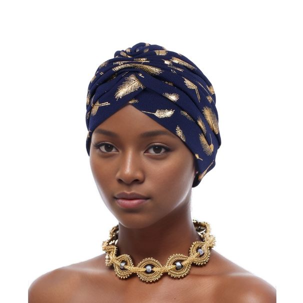 Women's Scarves New Fashion All Match Feather Hot Stamping Baotou Hat Indian Hat Chemotherapy Hat To Cover Gray Hair Muslim Hat_viptrois.com