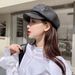 New Autumn Winter Octagonal Men And Women All-match PU Leather Beret Korean Version Outdoor Casual Hat_viptrois.com