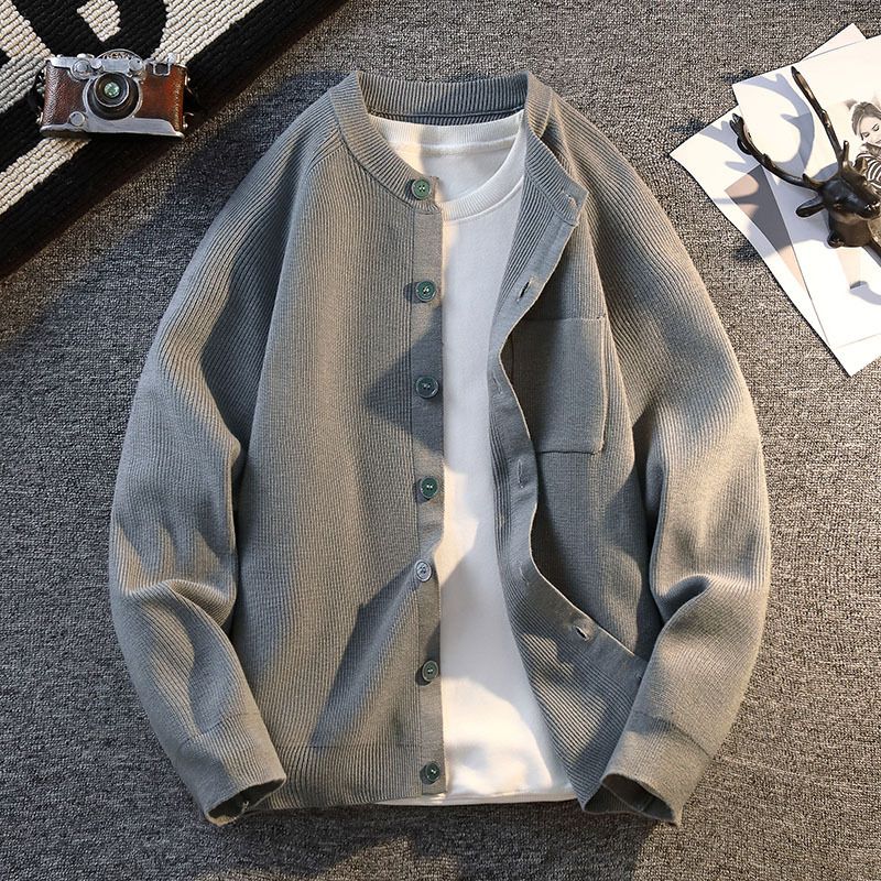 Extremely Simple Style Sweater Cardigan Jacket Knitted Sweater Men's Light Mature Style Casual Woolen Clothes_viptrois.com