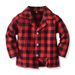 kid's clothing Children's spring and autumn lapel single-breasted plaid long-sleeved pajamas set_viptrois.com