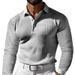 Men's Clothing T Shirt Waffle Lapel Button Slim Long Sleeved Polo Shirt Men_viptrois.com
