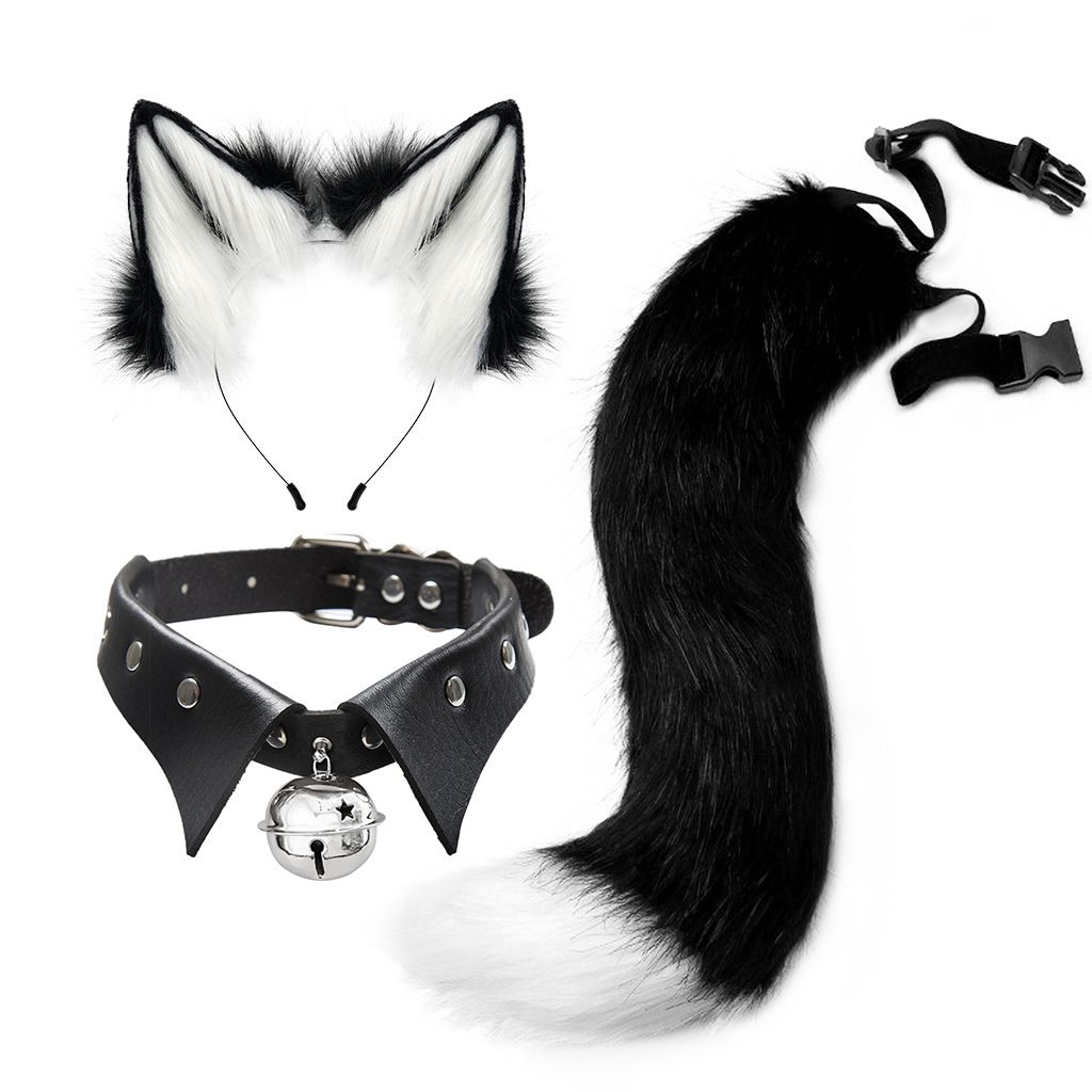 Fox ears and tail hair Halloween costume_viptrois.com