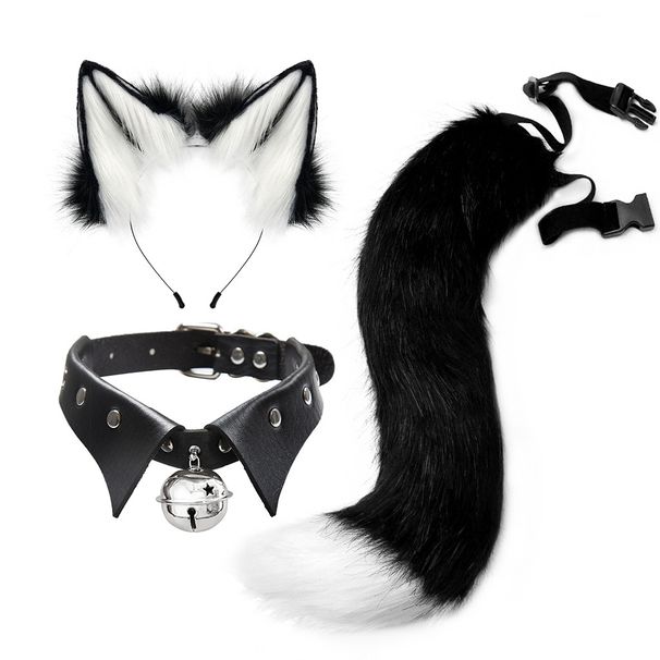 Fox ears and tail hair Halloween costume_viptrois.com