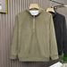 Men's Textured Stand Collar Half-Zip Sweatshirt - Casual Loose Fit Long Sleeve Pullover In Green & Black (M-3xl)_viptrois.com