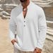 Monochrome Man- Summer European And American Cross-Border Casual Loose Trendy Stand Collar Linen Short Sleeve Solid Color Shirt Plus_viptrois.com
