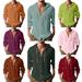Men's Oversized Hooded Button-Up Shirt – 100% Cotton Long Sleeve Beach Cover-Up With Breathable Linen Feel (S-XXXL, 8 Colors)_viptrois.com