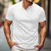 24 Fashion Men's Short Sleeve Button T-Shirt Henley Collar Bamboo Fiber Summer Casual Solid Color Trendy Men_viptrois.com