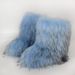 Cross-border European And American Flat High-top Warm Winter Fur Boots Deep Mouth Round Toe Mid-calf Fox Fur Snow Boots For Women_viptrois.com