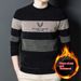Pure 2023 Autumn Winter New Chenille Sweater Round Neck Fleece Lined Thickened Men's Warm Knitted Base Shirt_viptrois.com