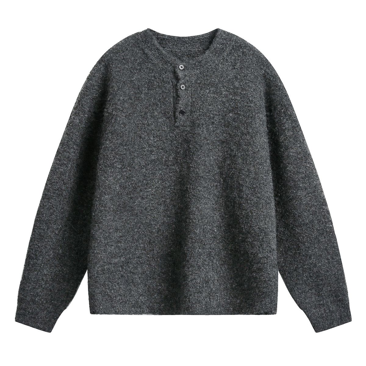 Nordmann Light Old Money Henry Collar Polo Knit Sweater For Men, Autumn And Winter Thickened Warm Sweater, Lazy Style_viptrois.com