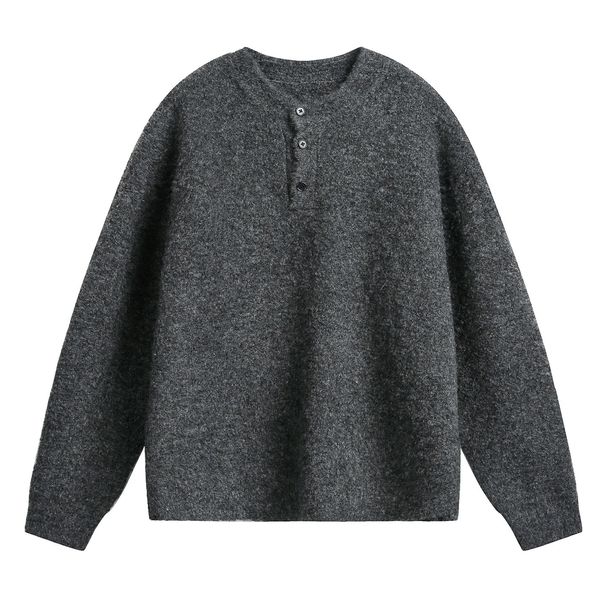 Nordmann Light Old Money Henry Collar Polo Knit Sweater For Men, Autumn And Winter Thickened Warm Sweater, Lazy Style_viptrois.com