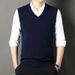 350g Pure Thickened Middle-aged Dad, Autumn And Winter Sleeveless V-neck Knitted Wool Sweater Vest For Men_viptrois.com