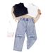 Baby Clothing Children's dress Girls' summer pit strip solid color sleeveless strapless jumper ripped denim trousers two-piece set_viptrois.com
