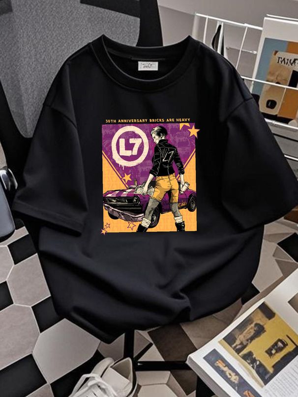 30 Years Anniversary L7 Band Shirt Short Sleeve Black Unisex S-2345XL KE522 Stylish Breathable Stretched Slightly Top For Everyday Wear Soft_viptrois.com