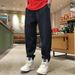 Men's Winter Jogger Pants With Drawstring & Embroidery – Loose Fit Cuffed Sweatpants – Casual Streetwear (Gray, Beige, Black, Pink, Red, Khaki)_viptrois.com