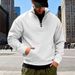 Men's Stand Collar Half-Zip Fleece Hoodie - Winter Pullover Sweatshirt With Large Pockets, Loose Fit, Long Sleeve, Casual Streetwear_viptrois.com