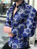 Men's Clothing Summer New Fashion Lapel Men's Printed Long Sleeved Casual Floral Shirt Men's Large Size Shirt_viptrois.com
