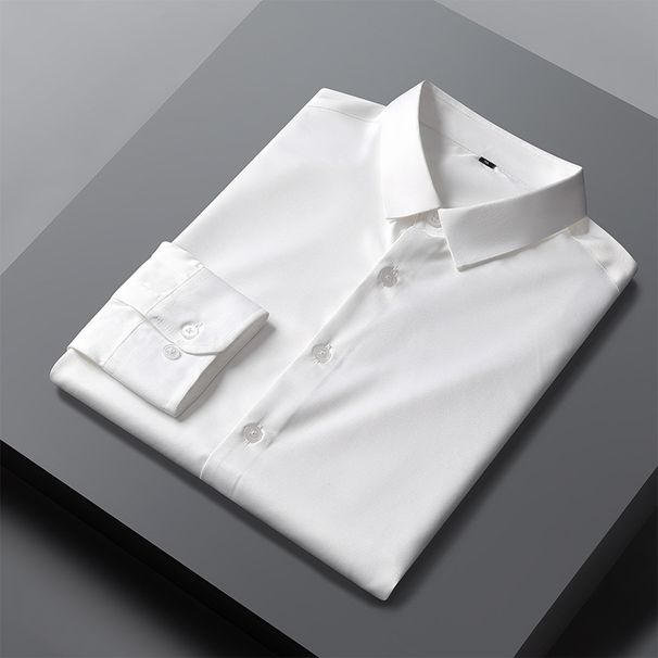 K Men's Business Shirt, Wrinkle Resistant, Non Ironing, Formal Wear, Square Neck, Slim Fit, Elastic, Professional Wear, Top, Shirt, Long Sleeved_viptrois.com