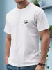 Maglietta Uomo 180g Cotone Puro Girocollo Stampa Barca A Vela Bussola Onda Marina Traspirante Confortevole Top Estivo Taglio Regolare Casual_viptrois.com