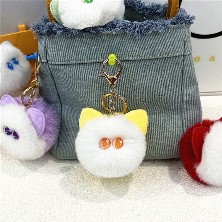 Bag Charm Celebrity Plush Cat Head Keychain Cute Girly Handmade Cartoon Doll Bag Pendant Accessories Small Gift_viptrois.com