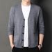 Men's V-Neck Cardigan Sweater – Classic British-Inspired Knit With Cable Stitch Detail (M-4XL, Machine-Washable Wool Blend For Autumn Layering)_viptrois.com