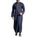 Men's Clothing Muslim Men's Robe Long Sleeves Ethnic Style Embroidery Stand Collar Men's Thobe_viptrois.com