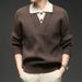 Two-Piece Sweater Autumn Winter Inner Collar Men's Business Casual Base Shirt Knitted Top_viptrois.com