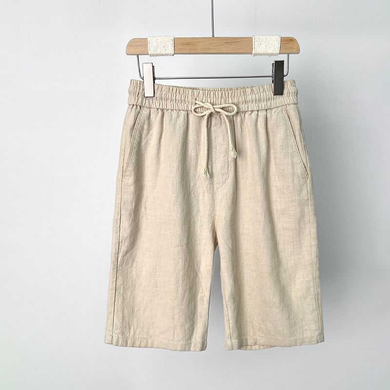 Men's Clothing Shorts Men Summer Thin Cotton And Linen Shorts Men's Beach Pants Ramie Shorts White Casual Big Pants_viptrois.com