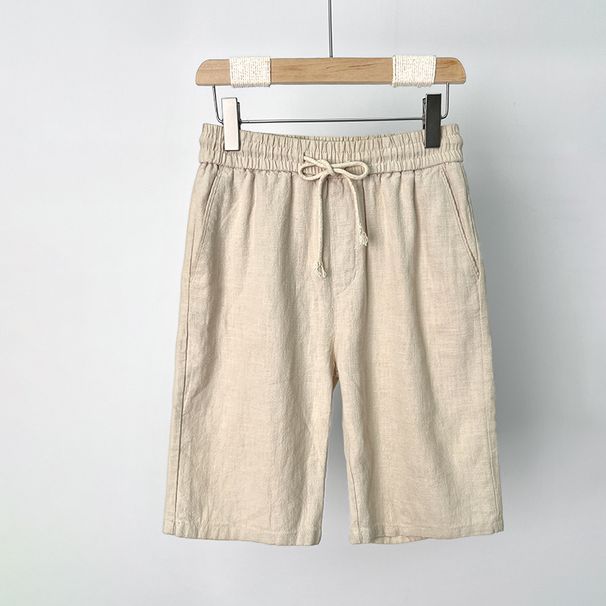 Men's Clothing Shorts Men Summer Thin Cotton And Linen Shorts Men's Beach Pants Ramie Shorts White Casual Big Pants_viptrois.com