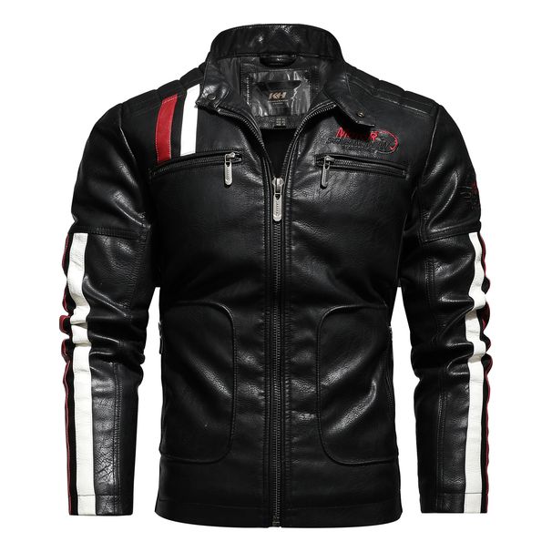 Men's Leather Jacket, Locomotive Leather Jacket, Washed Cotton Leather Jacket, Autumn And Winter Embroidery Color Matching_viptrois.com