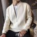 Double-Zip Knit Cardigan – Slim-Fit V-Neck Pullover For Men (M-3XL, Grey/Black/Beige)_viptrois.com