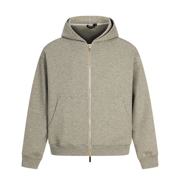 Vibe Trendy American Style Solid Color Hooded Sweatshirt Men's Spring And Autumn Sports Shirt Versatile Loose Double-Zip_viptrois.com
