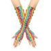 Rainbow Hollow Elastic Mesh Sexy Long Party Colorful Fishnet Gloves_viptrois.com