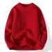Loom Winter Men's Cable Knit Sweater Casual Versatile European And American Style Mature Solid Color Knitted Pullover Round_viptrois.com
