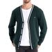 Men’s Contrast Trim V-Neck Cardigan – Autumn/Winter Long Sleeve Knit Sweater, Lightweight Open Front Jacket (Navy/Black_viptrois.com