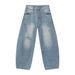 Men's Clothing Korean Style Distressed High Street Ripped Retro Whitened Fashion Loose Denim Scimitar Pants Trend_viptrois.com
