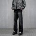 Retro American Style Washed Black Straight Leg Jeans, Loose High Street Workwear, Vibe Street Design Pants_viptrois.com