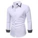 New Street Fashion Color Matching Long Sleeved Shirt Fashion Business Casual Slim Men's Shirt_viptrois.com