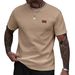 2026 New European And American Trendy Brand Men's Jacquard Textured T-Shirt, Casual Loose Fit, Solid Color, Round Neck,_viptrois.com