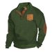Cross-border American Spring And Autumn Men's Jacquard Knitted Texture Patch Pocket Henry Stand-up Collar Button Patch Long-sleeved Sweatshirt For Men_viptrois.com