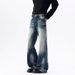 American Retro High Waisted Wide Leg Denim Men's Summer Hot Girls High Street Design Loose Drape Straight Leg Floor Length Pants_viptrois.com