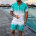 Men's Slim Fit Short Sleeve Suit - Zipper Lapel Shirt & Matching Shorts | Summer Casual Outfit_viptrois.com