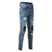 Men's Clothing High street fashion jeans brand men's ripped patch beggar jeans_viptrois.com