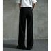 Men's Clothing Three Needle Trousers Black Autumn And Winter Drape Straight Casual Trousers Loose Trousers Wide Leg Suit Trousers_viptrois.com